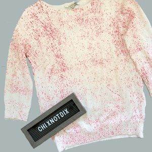 [forever 21] White & Pink Splatter Sleeve Sweater